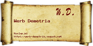 Werb Demetria névjegykártya